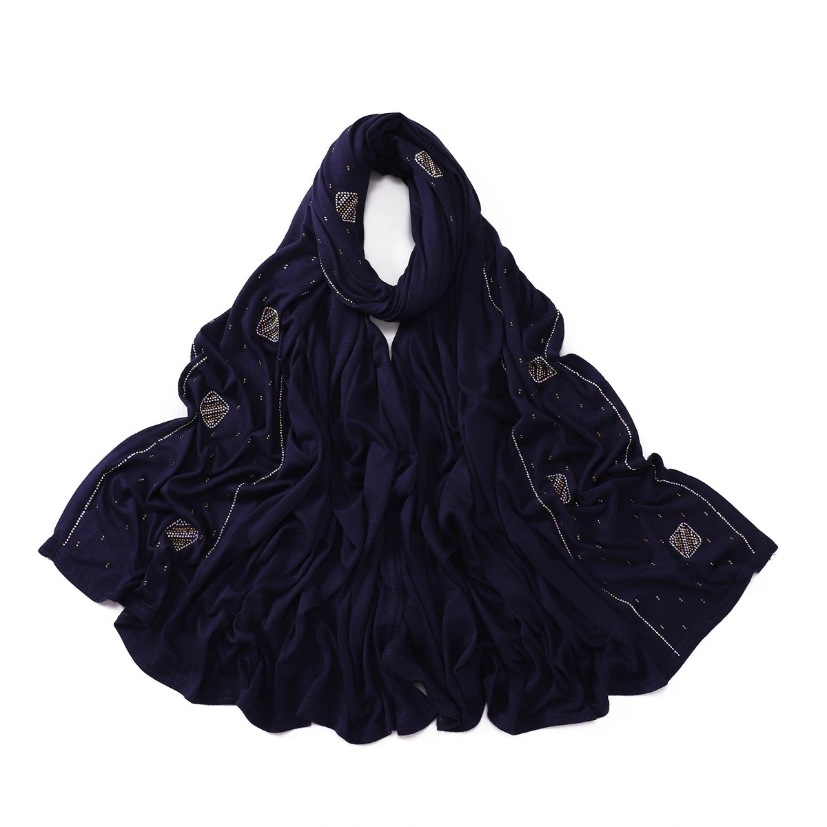 Wholesale Wholesale Jersey Hijab Rhinestone Embellished Muslim Scarf