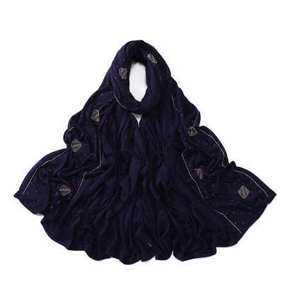 Wholesale Wholesale Jersey Hijab Rhinestone Embellished Muslim Scarf