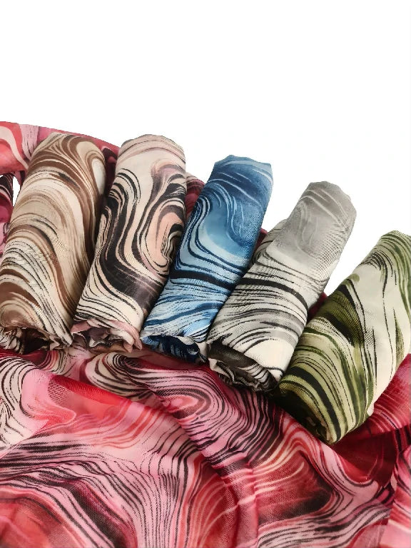 Wholesale Women's Abstract Marble Swirl Print Hijab Scarf Lightweight Elegant