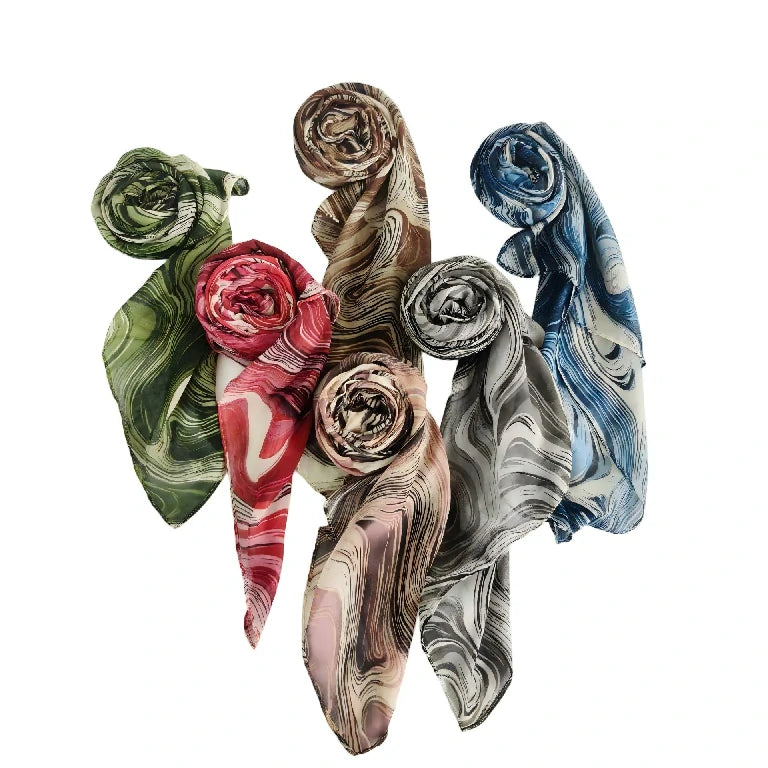 Wholesale Women's Abstract Marble Swirl Print Hijab Scarf Lightweight Elegant