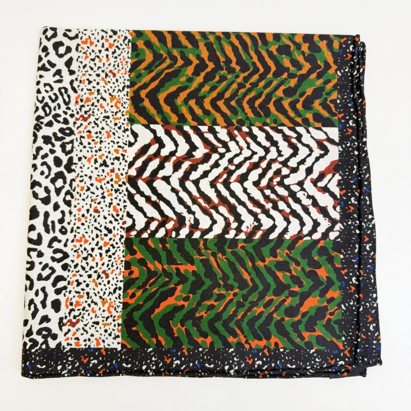 Wholesale Women's Fashion Splicing Digital Print Silk Scarf Supplier