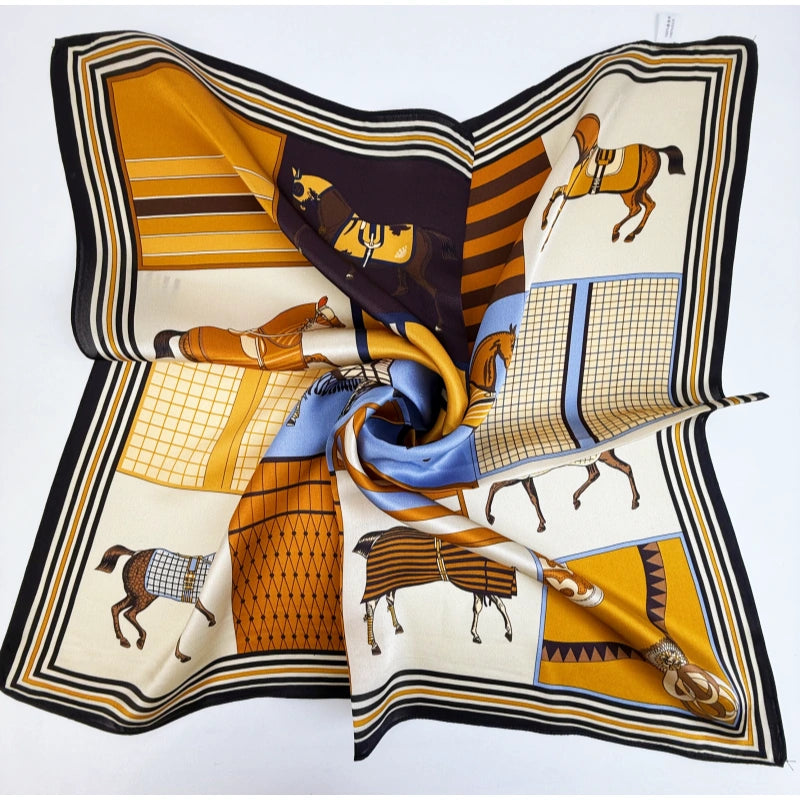 Wholesale Women's Fashion Splicing Digital Print Silk Scarf Supplier