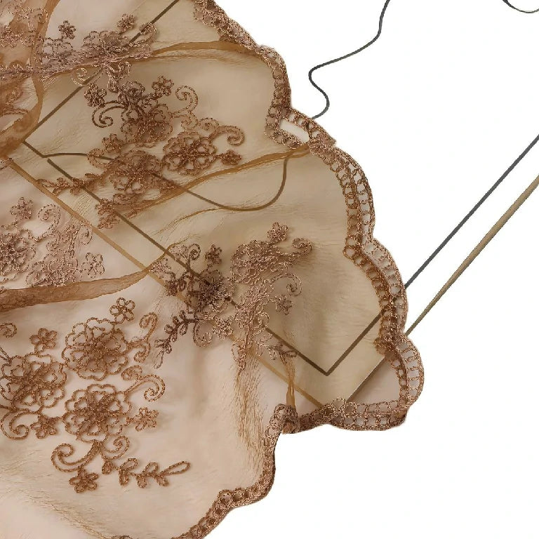 Wholesale Women's Floral Embroidered Sheer Organza Scarf
