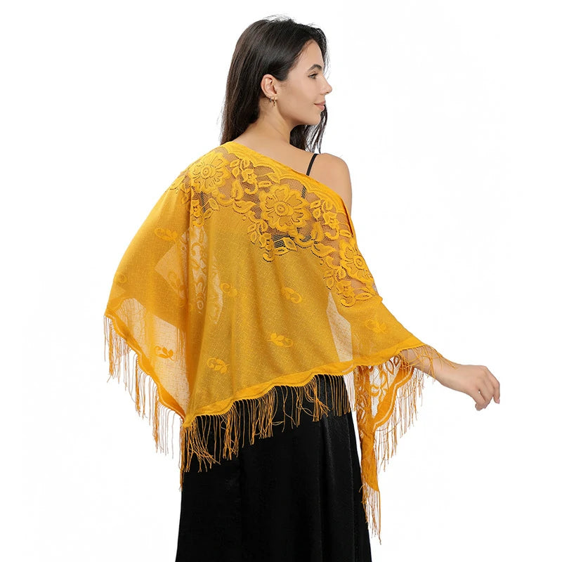 Yellow lace shawl