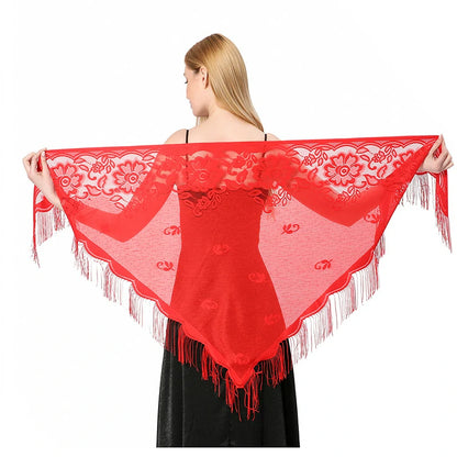 Red lace shawl
