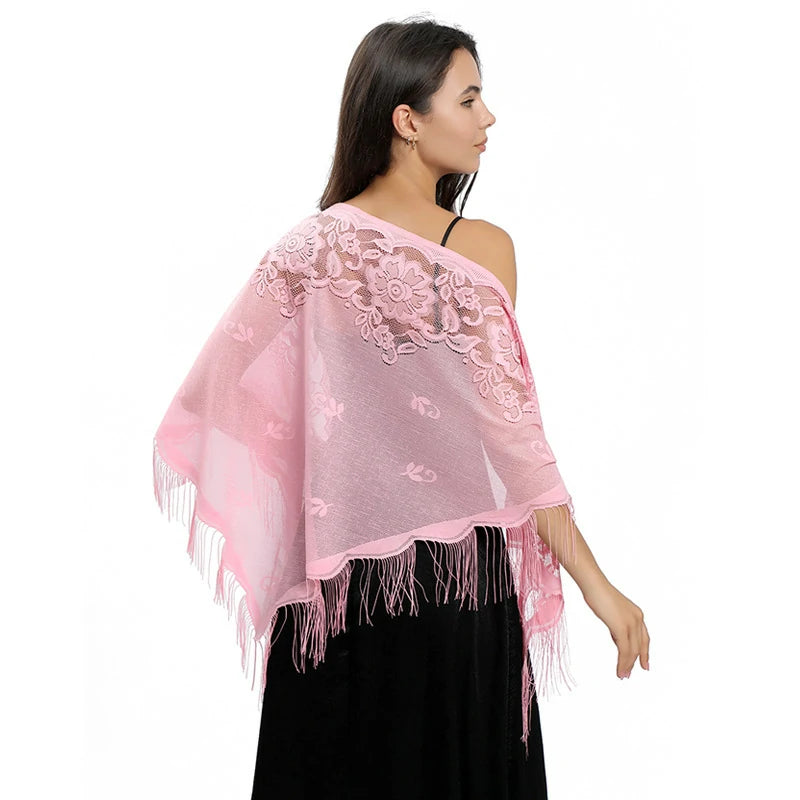 Pink lace shawl