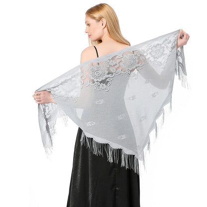 Grey lace shawl