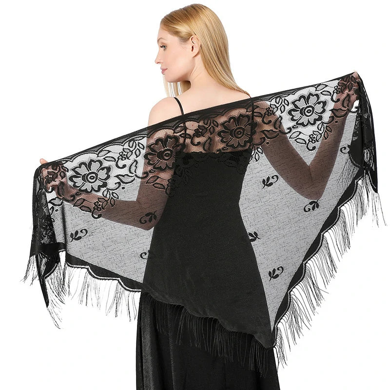 Black lace shawl