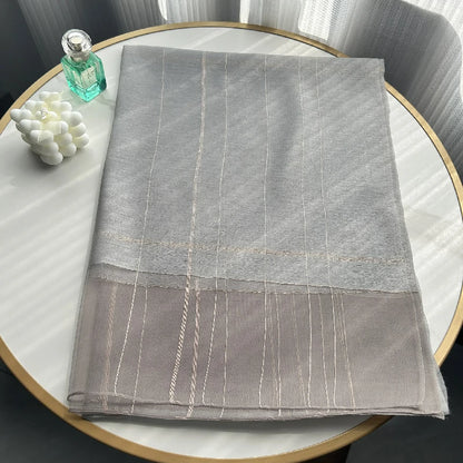 Wholesale Women's Lightweight Lurex Silk Scarf Metallic Stripes Blend Lurex Hijab