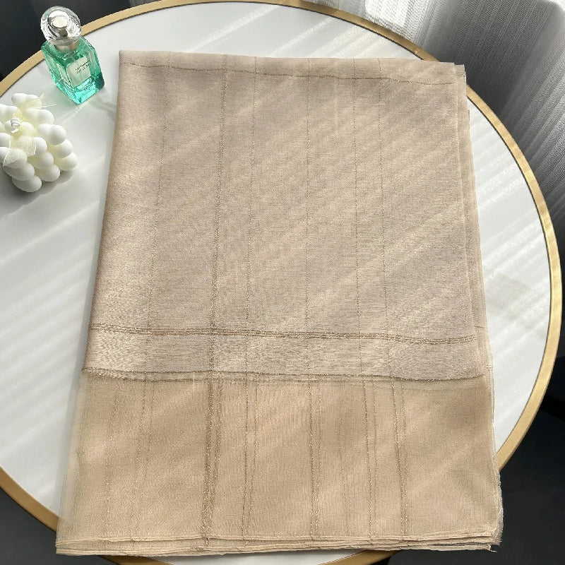 Wholesale Women's Lightweight Lurex Silk Scarf Metallic Stripes Blend Lurex Hijab