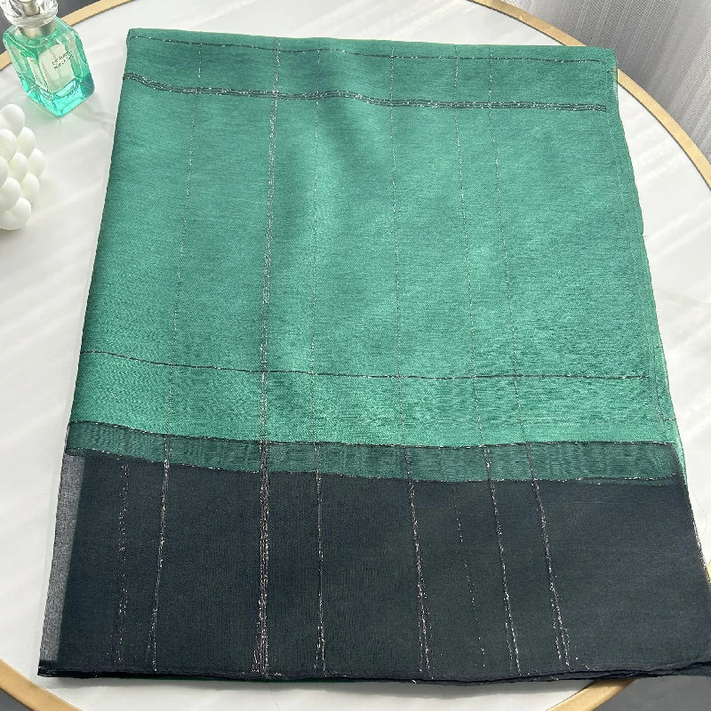 Wholesale Women's Lightweight Lurex Silk Scarf Metallic Stripes Blend Lurex Hijab