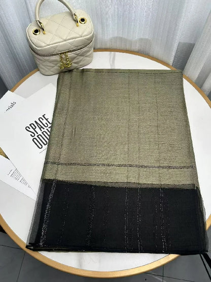 Wholesale Women's Lightweight Lurex Silk Scarf Metallic Stripes Blend Lurex Hijab