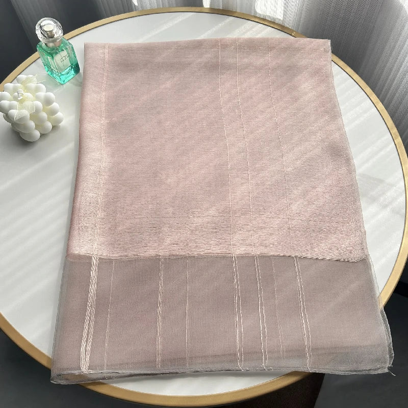 Wholesale Women's Lightweight Lurex Silk Scarf Metallic Stripes Blend Lurex Hijab