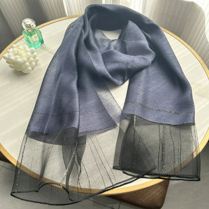 Wholesale Women's Lightweight Lurex Silk Scarf Metallic Stripes Blend Lurex Hijab