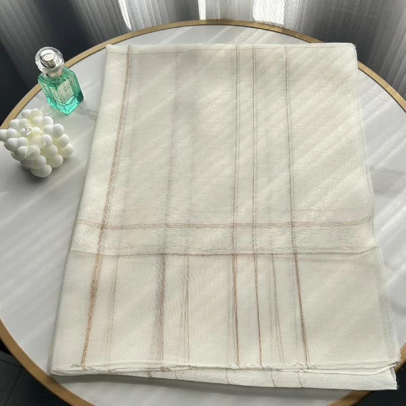 Wholesale Women's Lightweight Lurex Silk Scarf Metallic Stripes Blend Lurex Hijab