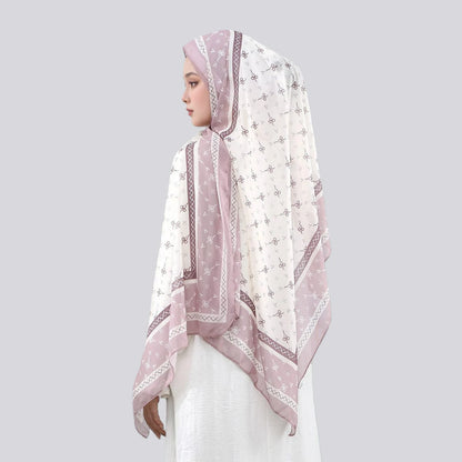 Wholesale Women's Mauve Bow Print Chiffon Square Hijab Scarf