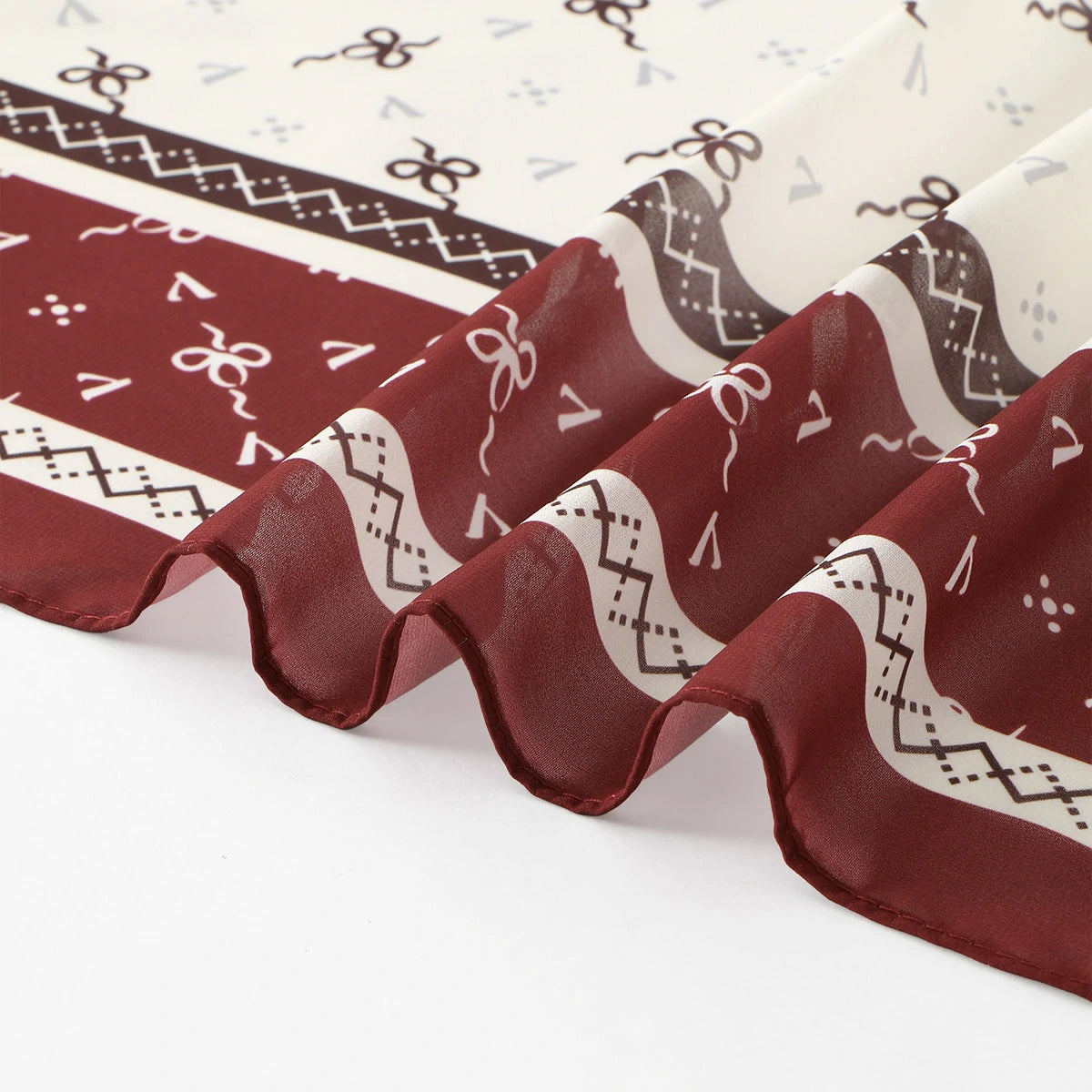 Wholesale Women's Mauve Bow Print Chiffon Square Hijab Scarf