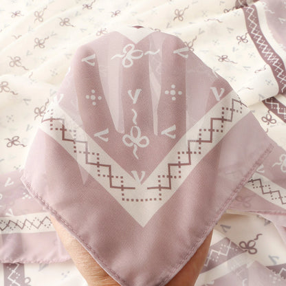 Wholesale Women's Mauve Bow Print Chiffon Square Hijab Scarf