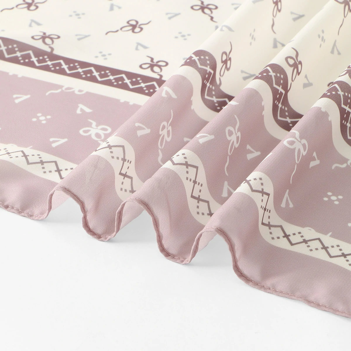 Wholesale Women's Mauve Bow Print Chiffon Square Hijab Scarf