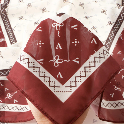 Wholesale Women's Mauve Bow Print Chiffon Square Hijab Scarf