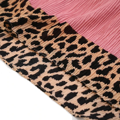 Wholesale Women's Pleated Leopard Print Border Chiffon Scarf Shawl Wrap
