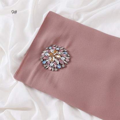 Wholesale Women's Rhinestone Modest Fashion Chiffon Cloud Dancer Hijab Scarf