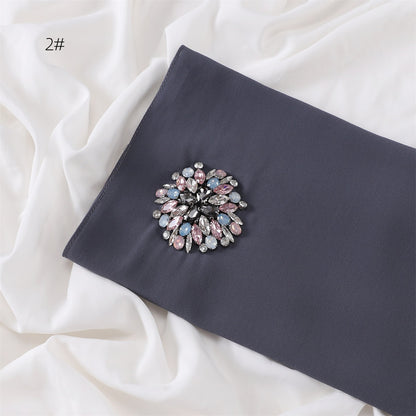 Wholesale Women's Rhinestone Modest Fashion Chiffon Cloud Dancer Hijab Scarf