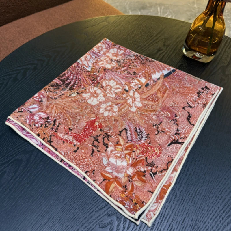 Wholesale Women's Tropical Jungle Silk Digital Printing Scarf Flora Design