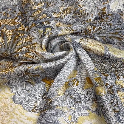 Wholesale Women's Tropical Jungle Silk Digital Printing Scarf Flora Design