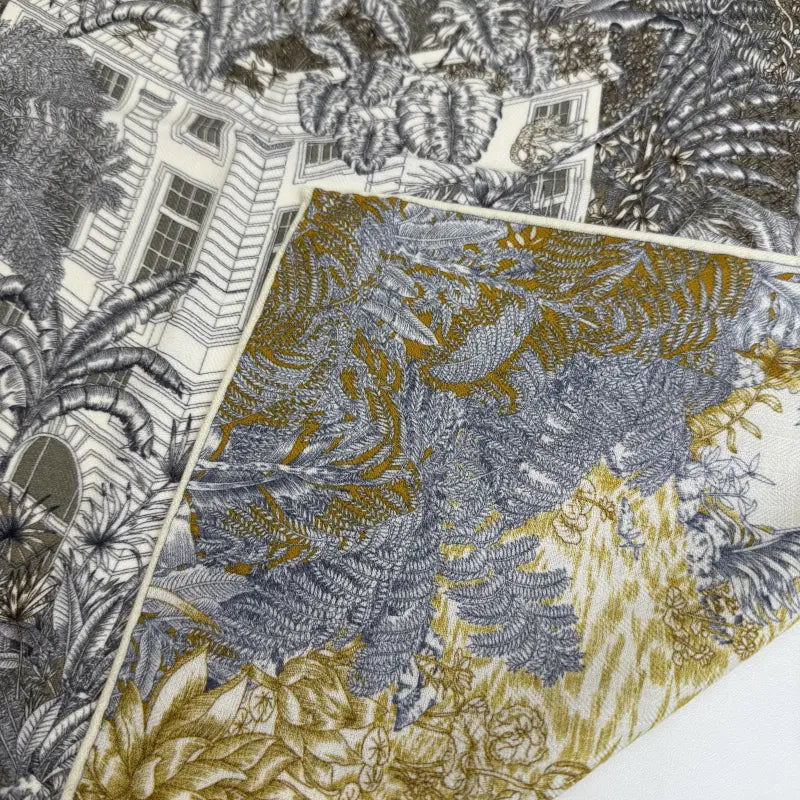 Wholesale Women's Tropical Jungle Silk Digital Printing Scarf Flora Design