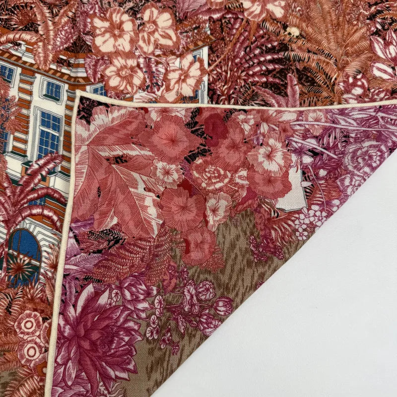 Wholesale Women's Tropical Jungle Silk Digital Printing Scarf Flora Design