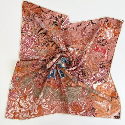 Wholesale Women's Tropical Jungle Silk Digital Printing Scarf Flora Design