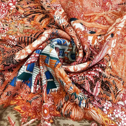 Wholesale Women's Tropical Jungle Silk Digital Printing Scarf Flora Design