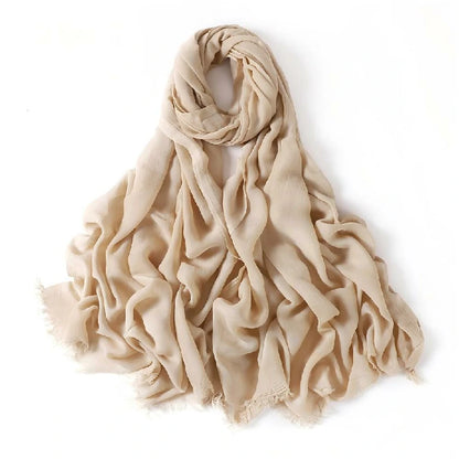 Wholesale Women's bohemian Fringe Scarf Solid Color Viscose Hijab