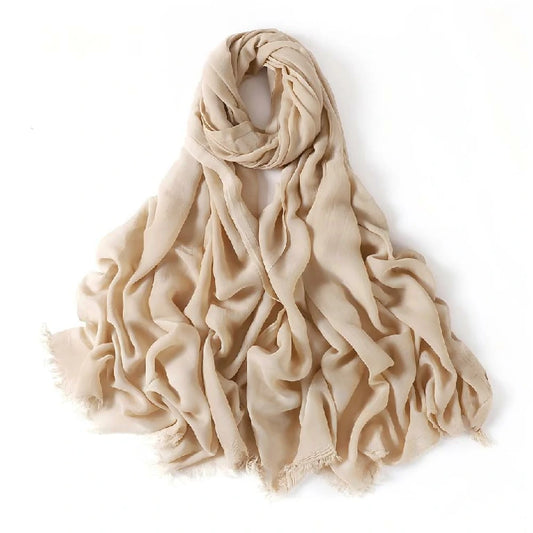 Wholesale Women's bohemian Fringe Scarf Solid Color Viscose Hijab
