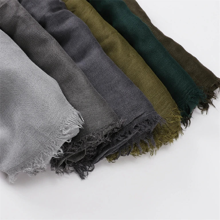 Wholesale Women's bohemian Fringe Scarf Solid Color Viscose Hijab