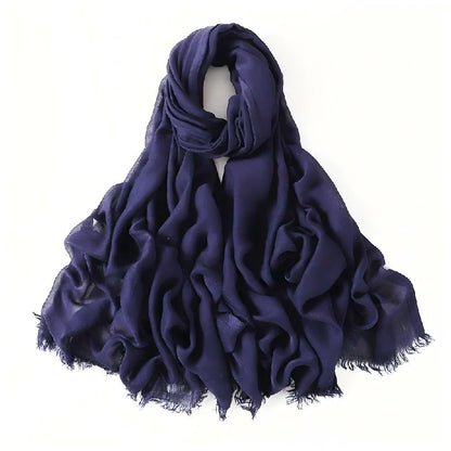 Wholesale Women's bohemian Fringe Scarf Solid Color Viscose Hijab