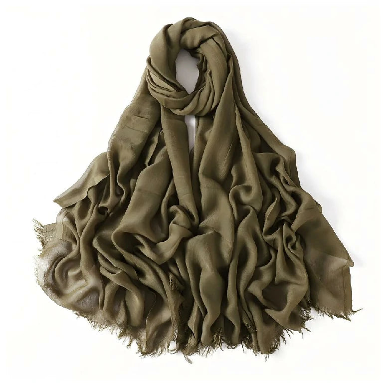 Wholesale Women's bohemian Fringe Scarf Solid Color Viscose Hijab