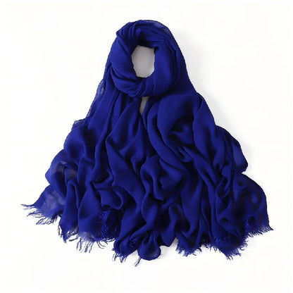 Wholesale Women's bohemian Fringe Scarf Solid Color Viscose Hijab
