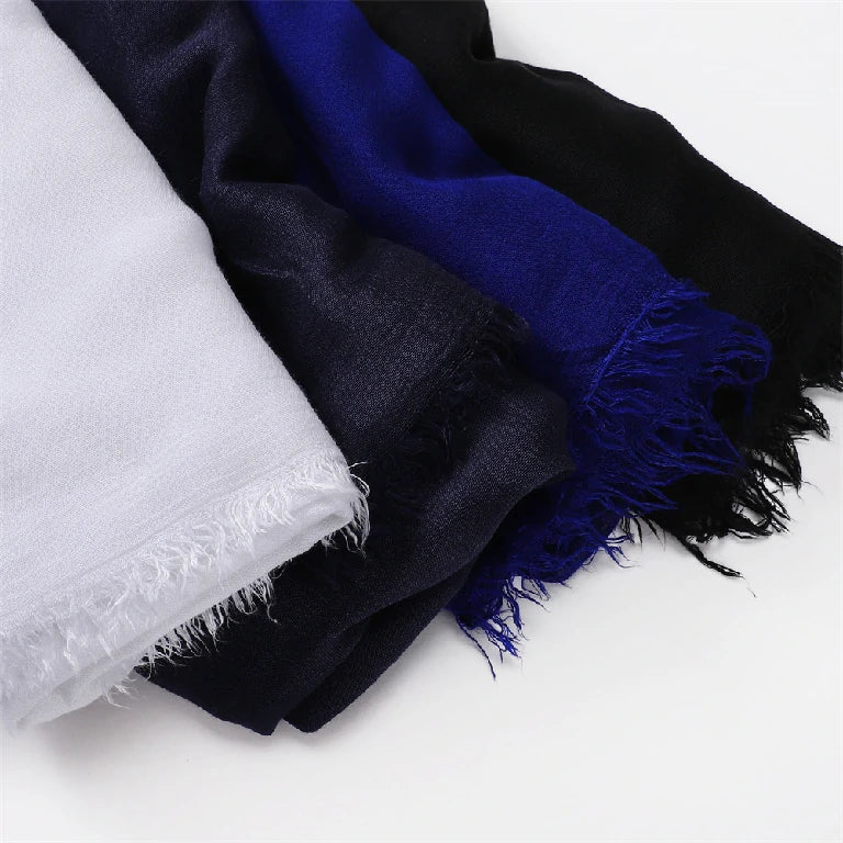 Wholesale Women's bohemian Fringe Scarf Solid Color Viscose Hijab