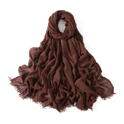 Wholesale Women's bohemian Fringe Scarf Solid Color Viscose Hijab