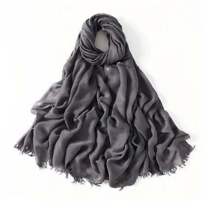 Wholesale Women's bohemian Fringe Scarf Solid Color Viscose Hijab