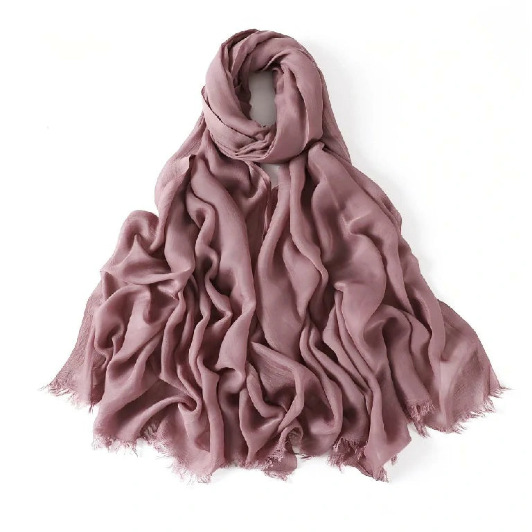 Wholesale Women's bohemian Fringe Scarf Solid Color Viscose Hijab