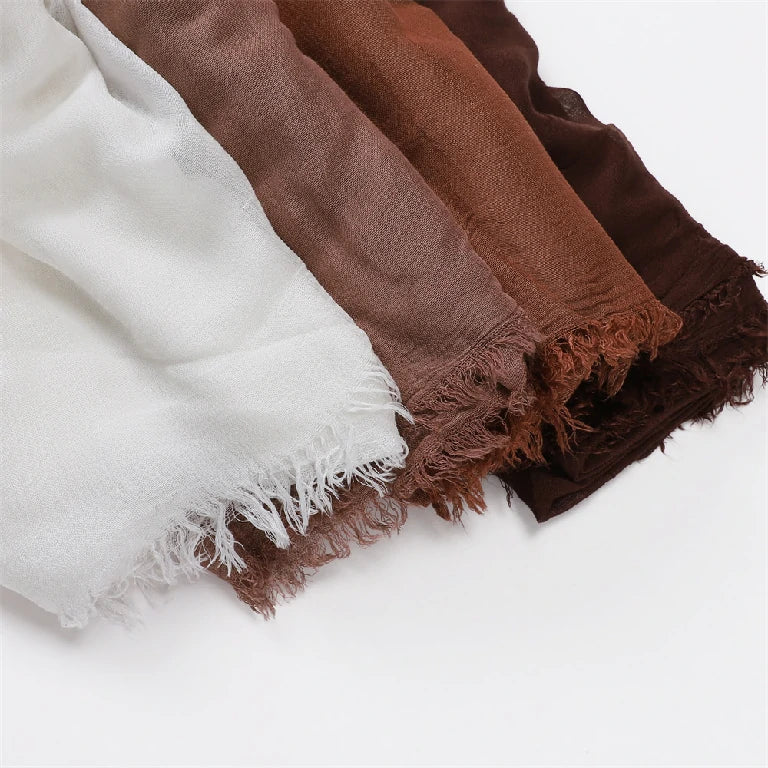 Wholesale Women's bohemian Fringe Scarf Solid Color Viscose Hijab