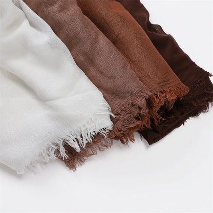Wholesale Women's bohemian Fringe Scarf Solid Color Viscose Hijab