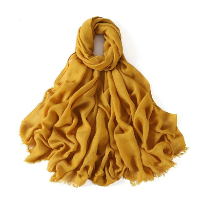 Wholesale Women's bohemian Fringe Scarf Solid Color Viscose Hijab