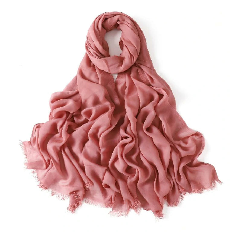Wholesale Women's bohemian Fringe Scarf Solid Color Viscose Hijab