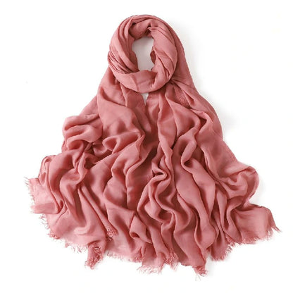 Wholesale Women's bohemian Fringe Scarf Solid Color Viscose Hijab