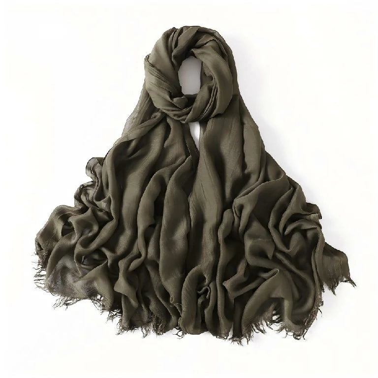 Wholesale Women's bohemian Fringe Scarf Solid Color Viscose Hijab