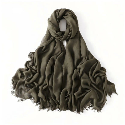Wholesale Women's bohemian Fringe Scarf Solid Color Viscose Hijab